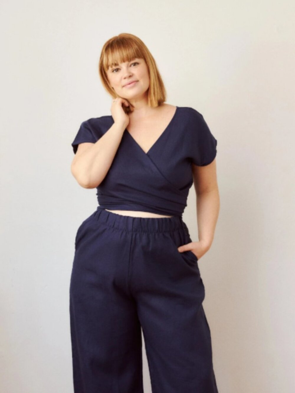 Blue Free Label Frannie Wrap Top - Size XS